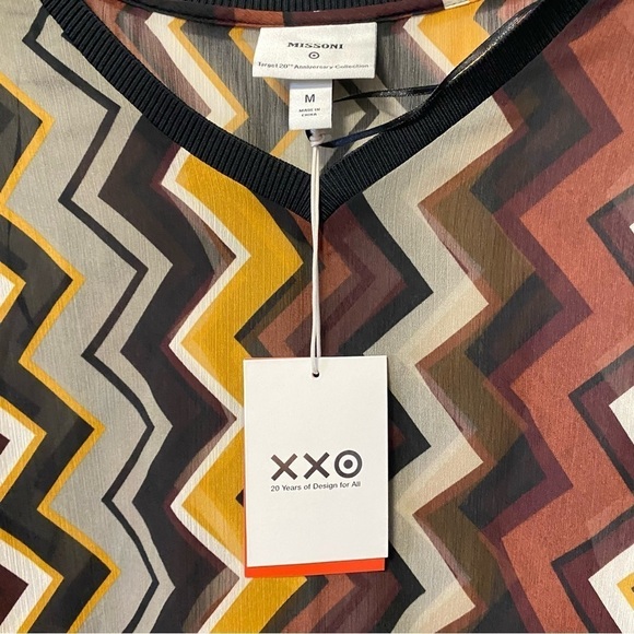 Missoni Target Zigzag Top Semi Sheer Blouse 70s Retro Style Womens Medium NEW - Picture 8 of 9